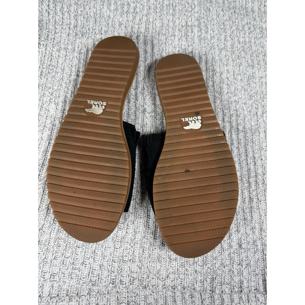 SORELSandals Women's Size 8.5 Ella Block Slide Black Leather Suede EVA Footbed - Picture 7 of 8